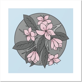 Pink and Grey Sakura Branch Posters and Art